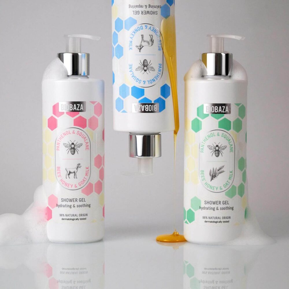 Gel de duș cu squalan, miere și lapte de capră BIOBAZA - imagine 3